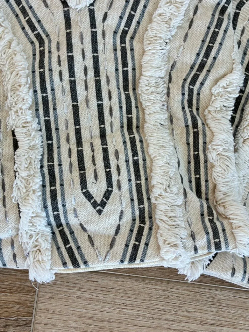 Celerie Kemble Throw Pillow Covers Set of 2 Geometric Fringe 18x18 Square